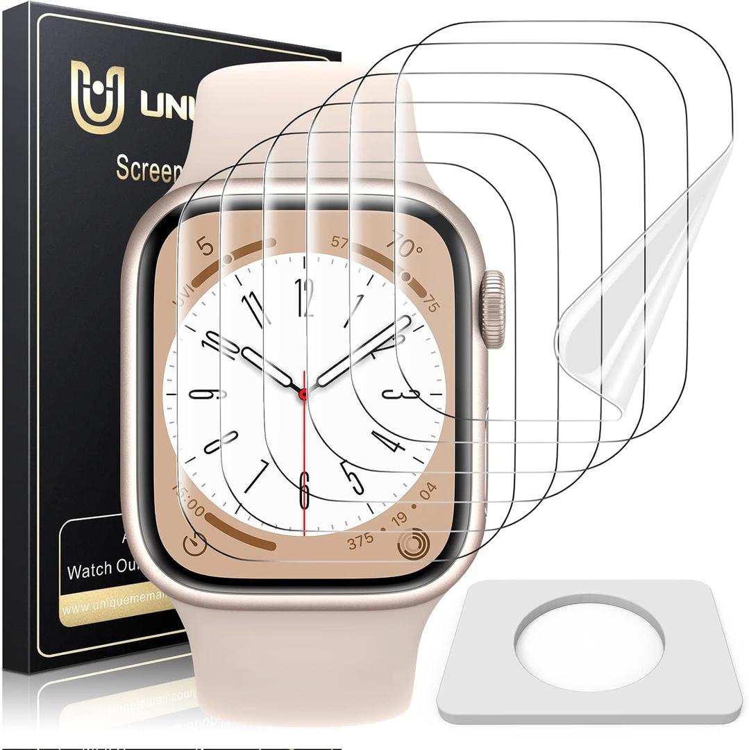 UniqueMe 6 Pack for Apple Watch Screen Protector 40mm, Apple Watch SE Series 6/5/4 Screen Protector [Upgrade Flexible Film] Anti-Scratch [Non-Bubbles] Soft HD TPU Clear Film for iWatch 40mm