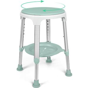 Shower Chair for Inside Shower, Tool-Free Assembly Swivel Shower Stool with Storage Tray, Adjustable Tub Chair and Bathroom Stool for Seniors, Elderly, Handicap & Disabled, FSA/HSA Eligible