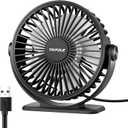 TriPole Desk Fan USB Powered Small Portable Fan, 3 Speeds Adjustable Strong Breeze Mini Personal Fans, 360 Rotation Quiet Plug In USB Fans for Desktop Bedroom Office Table Travel, Black, 4.9ft Cable