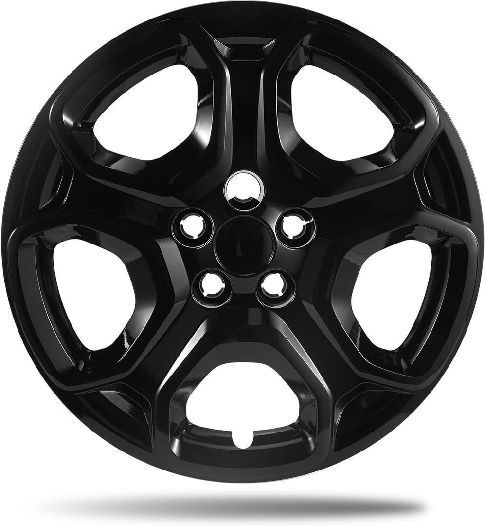 17 Inch Gloss Black ABS Hubcaps for 20132025 Ford Escape S Base, Fits 17-inch OEM Steel Wheels CJ5Z-1015-A & LJ6Z-1015-A, OEM Replacement GJ5Z-1130-A, Bolt-on Wheel Covers, 4-Pack