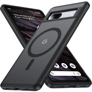 NO.1 Magnetic for Google Pixel 7a Case [Compatible with MagSafe][Anti-Fingerprint][Slim Fit][Military Shockproof] Translucent Matte Hard Back Pixel 7a 5G Phone Cover, Black