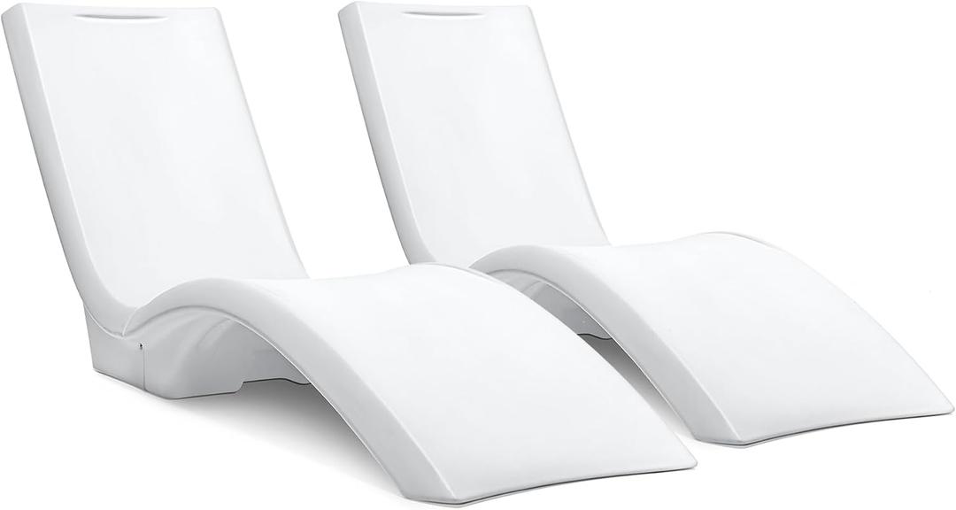Step2 Vero Pool Lounger 2 Pack, Outdoor/Indoor Waterproof Patio Furniture, Pool Lounge Chairs, Use in Pools Up to 12 Inches of Water or Poolside Ledge, Made of Durable Plastic, Weighted, White