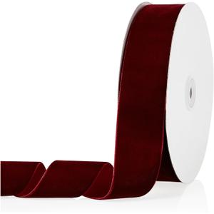 1.5" X 20 Yards Burgundy Velvet Ribbon for Christmas Tree Wreath Vintage Decoration Handmade Crafts Ornaments Gift Wrapping and Bow Making