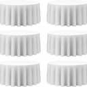 BRILLMAX 6 Pack White Round Tablecloths 132 Inch - Circle Bulk Linen Polyester Fabric Washable Table Cloth Cover for Wedding Reception Banquet Birthday Party Buffet Restaurant