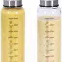 Salad Dressing Container Glass,2Pack Leakproof Salad Jar with Lid and Tags,17 Ounce Homemade Dressing Shaker Bottle for Meal Prep, Portable Glass Shaker Bottle for Lunch or Travel
