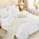 Litanika Comforter King Size Set White - 7 Pieces Bed in a Bag King Bedding Comforter Sets, Plain Lightweight Bed Set with Comforter, Sheets, Pillowcases & Shams