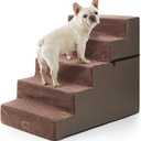 Dog Stairs for Small Dogs, 5 Tier Removable Wider Pet Stairs for Couch and Bed, 23.6" H Non-Slip Dog Steps for Puppies and Old Cats with Support Board, 29.5x19.7x23.6 inch, Brown