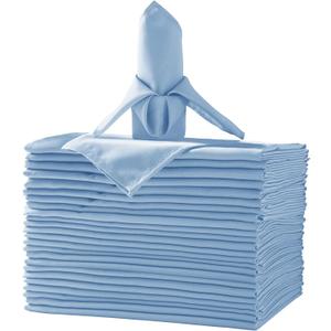 25pcs Polyester Cloth Napkins - 17 x 17 inch Blue Mist Dinner Washable Napkins with Hemmed Edges for Restaurant/Wedding/Hotel(25,Blue Mist)