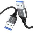 2 x QianLink 6.6ft USB 3.0 A to A Cable - USB Male to Male Compatible with Hard Drive Enclosures, DVD Player, Laptop Cooler (Grey)