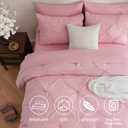 DOWNCOOL 7 Pieces Pink Queen Comforter Set, Pintuck Pinch Pleat Bed in a Bag, Soft Microfiber All Season Bedding Set for Bedroom with Sheets, Pillowcases & Shams