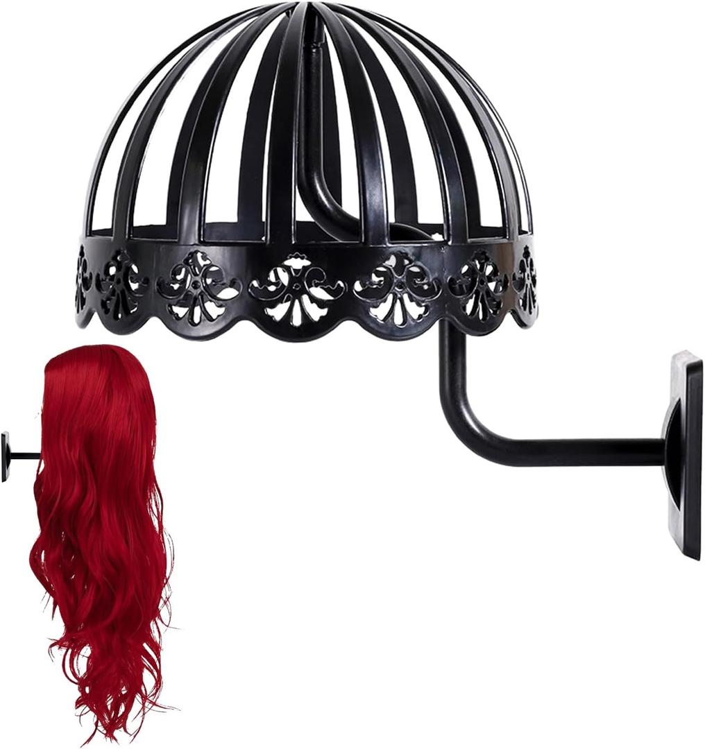 Wig Stand Hanging,1PC Black Wigs Hanger Wall Mounted,Wig Stands,Resistant Wigs Head Holder For Display,Storage,Styling,Drying