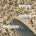 ROYHOME Runner Rug Print Braided Hallway Runner Washable Area Rug, Stain Resistant Non-Slip Farmhouse Printed Textured Carpet Floor Cover for Entryway Bedroom Kitchen, Linen, 2' x 6'