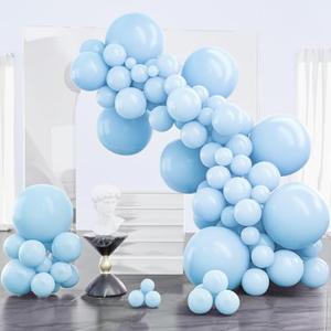 PartyWoo Baby Blue Balloons 100pcs Different Sizes of 18 12 10 5 Inch Light Pastel Sky Aqua Blue Balloon Arch Kit Garland for Graduation Baby Shower Gender Reveal Easter Party Decorations Blue-Q13