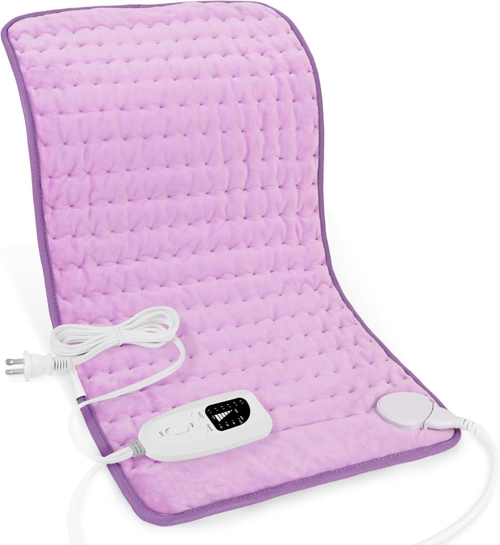 Deepsoon Heating Pad,Electric Heating Pads for Back,Neck,Moist Heating Pad for Abdomen Shoulder Knee Legs,Dry/Moist Heat&Auto Shut Off,Mother's Day Birthday for Men and Women,Light Purple,24x12 Inch