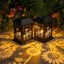 Outdoor Solar Lanterns, 2 Pack Hanging Solar Lights Waterproof, with Type-C Charging Port and Ground-Mounted Light Poles, Sunflower Decorative LED Lanterns Maintain 10 Hours of Lighting (2Pack)