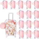 30 Pcs Mini Suitcase Empty Storage Box and Plush Ball Keychain Candy Luggage Containers Packaging Case for Bridal Shower Baby Shower Party Favors Travel Gifts (Pink)
