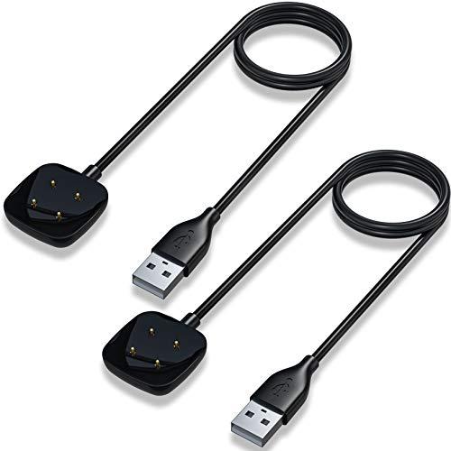 Maledan Compatible with Fitbit Sense & Fitbit Versa 4 Charger Replacement USB Charging Cable Dock Stand for Sense 2/Sense/Versa 4/Versa 3 Smartwatch, 2 Pack 3.3Ft Durable Portable Charger Dock Cord