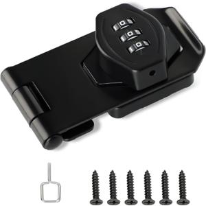 Password Rotary Hasp Locks, Digit Combination Lock Door Security Keyless 3-Digit Password Door Latch for Drawers, File Cabinets, Cabinets, Interior Doors, Barns, Garage Doors, Fence (4 Inch)