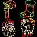 Christmas Lights - 4 Pack 16 Christmas Window Silhouette Light LED String Light Include Candy Cane Stocking Santa Reindeer Xmas Light Decor with 50 Bulbs for Holiday Indoor Wall Door Glass Decoration