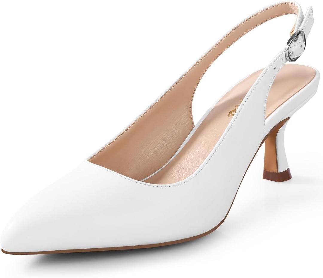 Ankis Women's Slingback Kitten Heels Closed Pointed Toe Pumps Dress Shoes Party Wedding Casual 2.5inch (10)