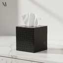 Monarch Abode Tissue Box Cover Square Hand Hammered Black Metal Tissue Holder Box for Bathroom Accessory, Aesthetic Decorative Facial Napkin Cube for Modern Home Decor