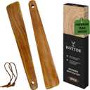 Teak Wood Spatula for Cooking,12.2 Inch Flat Wooden Spatula for Cast Iron,Wood Cooking Utensil,Spatulas Perfect for Flipping,Serving,Scraping,Turning. Set Of 2