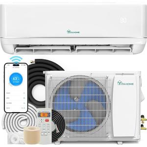 YITAHOME 21 SEER2 18000 BTU Mini Split AC/Heating System 208-230V
Pre-charged Inverter Ductless AC Compatible with Alexa, WiFi Enabled, Cool Up to 1250 Sq. Ft, Full Installation Kit, 1.5 Ton