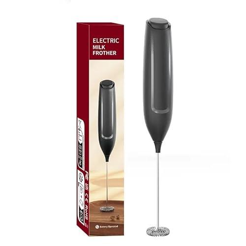 Electric Milk Frother Handheld Battery Operated Whisk Drink Mixer for Coffee, Frappe, Latte, Matcha, Hot Chocolate, Mini Hand Blender, Black
