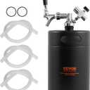 Beer Growler Tap System, 170Oz 5L Mini Keg, 304 Stainless Steel Pressurized Beer Growler, Keg Growler with Pressure Display, CO2 Regulator Faucet, Leak-Proof Ring For Draft, Homebrew, Craft Beer