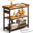 Console Table, Farmhouse Sofa Table with Power Outlet, Narrow Entryway Table with Adjustable Shelf, Rustic Brown, 13.78"D x 31.49"W x 33.03"H