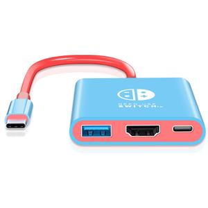 Herfair Switch Docking Station for Nintendo Switch TV Adapter 4K HDMI Video Display Cable Compatible with Switch/ OLED/ Steam Deck to HDTV Playing Games, 6.5FT, Portable Travel Dock