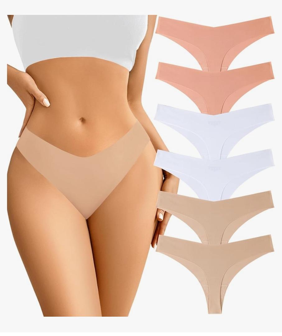 Acvvtis Seamless Thongs - No Show Underwear Pack - Breathable Panties for Women - Colorful 6 Thongs M