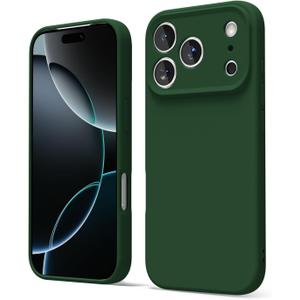 oakxco for iPhone 17 Pro Phone Case Liquid Silicone, Cute Thin Slim Grip Soft Rubber Gel for Women Men, Smooth Matte TPU Plain Solid Color Girly Simple Case with Camera Cover Protection, Dark Green