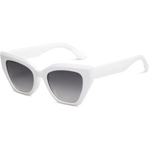 SOJOS Square Cat Eye Polarized Sunglasses for Women Retro Classic Vintage Trendy Cateye Shades Sunnies Gafas de sole SJ2235 (White)