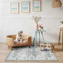 RUUGME Washable 3x4 Entryway Rug - Vintage Low Pile Area Rugs Non-Slip Stain Resistant Carpet for Entrance Kitchen Hallway Soft Thin Indoor Floor Decor Mat for Bedroom Front Door Bathroom(Beige,3x4)