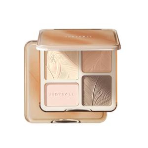 JUDYDOLL Highlight & Contour Palette, All-in-One Matte Highlighter Contour Compact,Natural Brightening Finish for Cool Fair & Olive Skin (Feather Glow Palette)