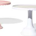 Pink/Red Blue Distressed Stripe Melamine Cake Stand for Celebrations by Emergency Confetti – Tiered Dessert Display at Birthdays, Weddings & All Gatherings – Stylish Presentation In Every Occasions