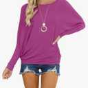 MIHOLL Womens Long Sleeve Batwing Casual Loose Dolman T-Shirt Blouse Tops S