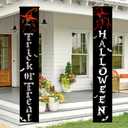 Halloween Door Banners 2pcs Trick or Treat and Halloween Sign 12x71 Inch Skeleton Witch Porch Banner Hallo ween Decorations Outdoor Front Door Entryway Hanging Gothic Decor