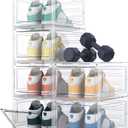 HOMIDEC Shoe Storage, 6 Pack Shoe Organizer Clear Hard Plastic Shoe Box, Shoe Boxes Clear Plastic Stackable, Shoe Boxes with Lids for Size 13, Transparent