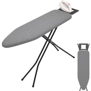 Ironing Board with Stable Iron Rest and 7 Adjustable Heights, 43" 13" Size Iron Board with 4-Layer Heat Resistant Cover and Pad for Home Apartment Laundry, Gray
