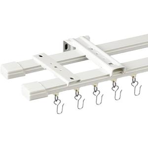 Double Curtain Track Wall Mount, Ceiling Conjoined Drop Curtain Rail, Heavy Duty Rod for Living Room (Length 9FT)