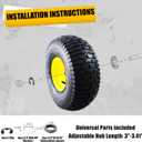 MZREXN 15x6.00-6 Lawn Mower Tires and Wheel Assembly, Front Tires Replacement, Compatible with John Deere & More Riding Mowers, 4 Ply Pneumatic, 3" Offset Hub, 3/4" Bearings, Tubeless, 2PCS