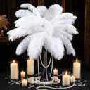 XunYee 60 Pcs Large Natural Ostrich Feathers Plumes Bulk for Centerpiece 18-20 Inch (45-50 Cm) Feathers for DIY Crafts Christmas Wedding Masquerade Party Decorations(White)