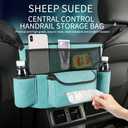 JEYODA Car Handbag Holder Between Seats Suede Large Capacity Car Purse Holder Automotive Consoles & Organizers for Document Phone Storage Car Accessories Interior (1925-style 2 blue)