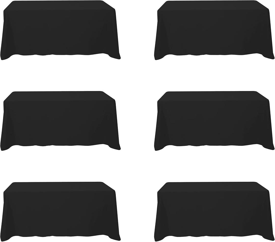 BRILLMAX 6 Pack Black Tablecloths for 6 Foot Rectangle Tables 90 x 132 Inch - 6ft Rectangular Bulk Linen Polyester Fabric Washable Cloth Cover for Wedding Reception Banquet Birthday Party BRILLMAX 6 Pack Black Tablecloths for 6 Foot Rectangle Tables 90 x 132 Inch - 6ft Rectangular Bulk Linen Polyester Fabric Washable Cloth Cover for Wedding Reception Banquet Birthday Party