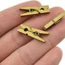 HAHIYO Gold Wooden Clothes Pins Clothespins Mini Do NOT Fall Apart 1 inches Length 80 Pack Sturdy Strong Springs No Rust No Discoloration for Laundry Bathroom DIY Craft Photos Food Opened Bags