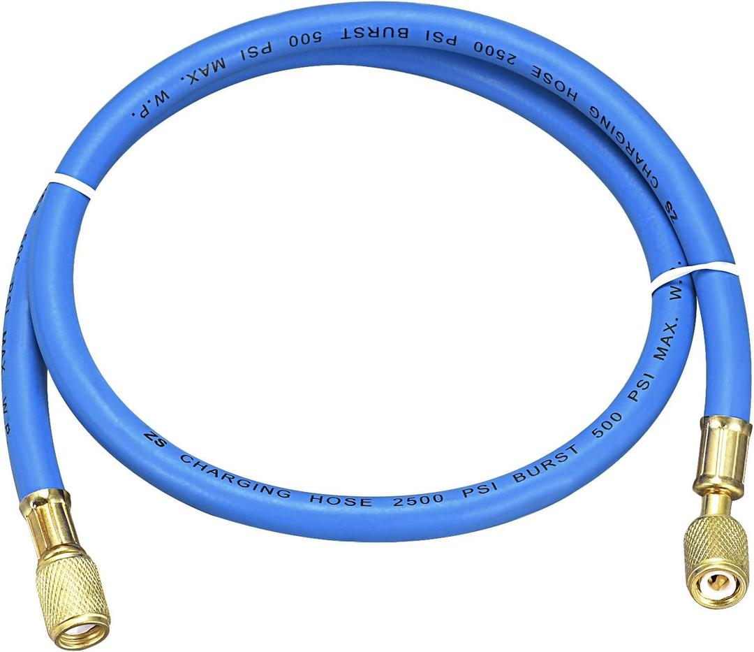 uxcell Refrigerant Charging Hose, 1/4 SAE Thread 2.95Ft Length 500PSI Tube HVAC Hoses, for Home Air Conditioner Refrigeration Maintenance, Blue