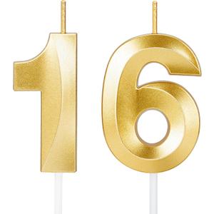 16 Birthday Candles,16th Birthday Decorations for Girls Boys,Sweet 16 Cake Topper Party Decorations,Number Candles for Birthday Cakes