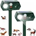 Sonic Fortress Pro Deer Repellent Devices Solar Ultrasonic Animal Repellent Outdoor with Motion Sensor & Flashing Light Cat Squirrel Deterrent to Keep Racoon Rabbit Out of Yard & Garden 2 Pack